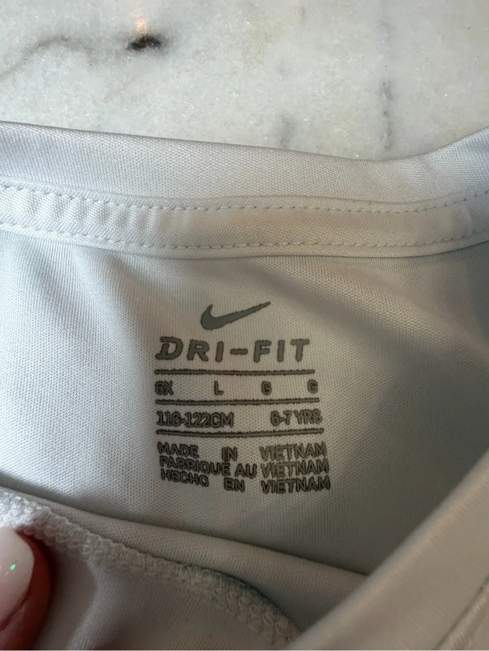 Nike White Dri-FIT Top with Pastel Rainbow Tie-Dye Waistband